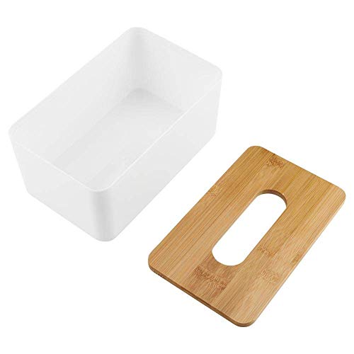 Caja De Pañuelos, Soporte De Caja De Pañuelos De Plástico, Caja De Servilletas, Caja De Soporte De Papel Higiénico, Caja De Pañuelos De Oficina Familiar (Rectangular) con Tapa De Madera, 2020