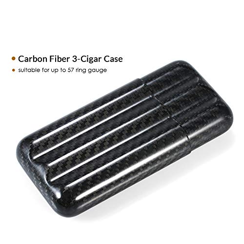 Caja de puros,Estuche para Sostenedores de Cigarros, Fibra Carbono Negro Caja 3 Cigars Almacenamiento Cigarros Ligero Tubo Viaje Cigarros Humidor Durable con humidificador (Negro)