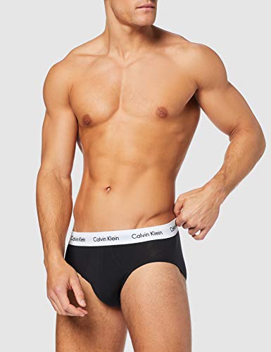 Calvin Klein 3P Hip Brief, Calzoncillos para Hombre (3 unidades), Negro (Black), X-Large