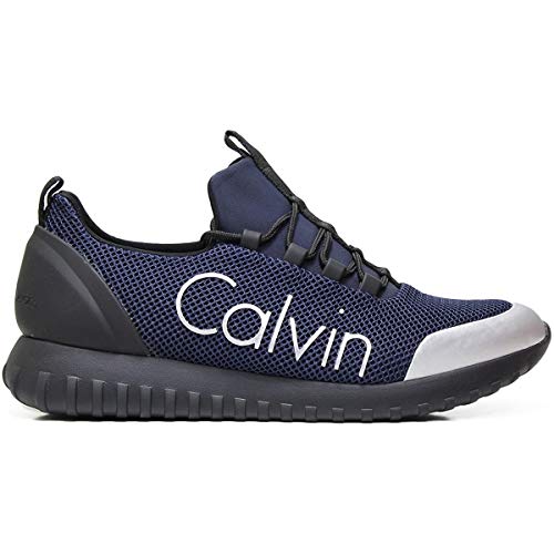 Calvin Klein Jeans Ron Mesh - Zapatillas bajas para hombre, estilo metal pulido, (azul marino), 41 EU