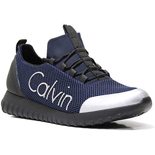 Calvin Klein Jeans Ron Mesh - Zapatillas bajas para hombre, estilo metal pulido, (azul marino), 41 EU