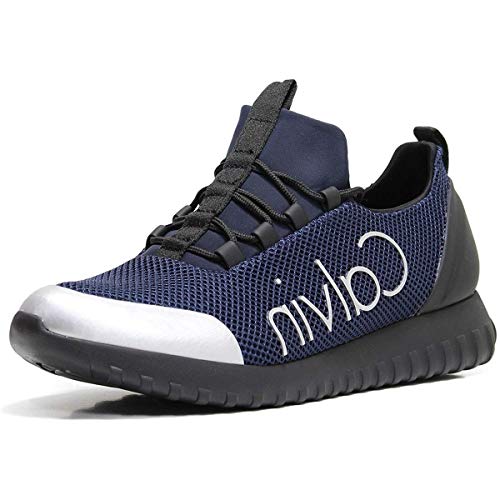 Calvin Klein Jeans Ron Mesh - Zapatillas bajas para hombre, estilo metal pulido, (azul marino), 41 EU