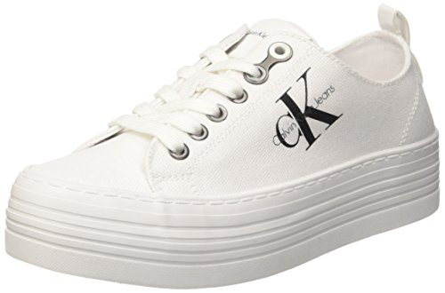 Calvin Klein Jeans Zolah Canvas Wht, Zapatillas para Mujer, Marfil (White R0673Wht), 40 EU