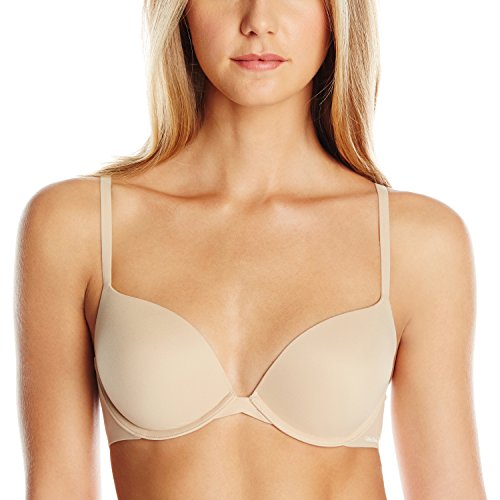 Calvin Klein Sujetador con memoria para mujer, ajuste perfecto, push up - Beige - 70 D (Talla del fabricante: 32D)