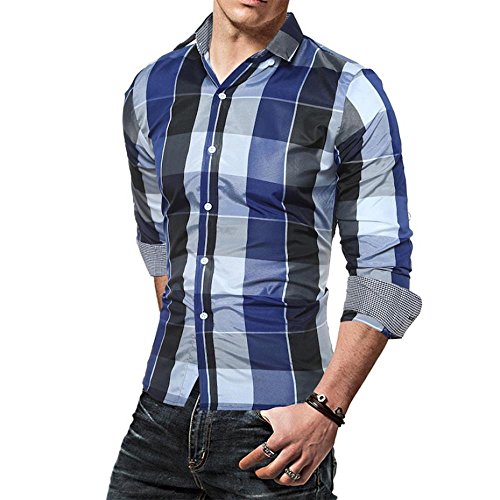 Camisas Hombre Manga Larga,Camisetas Blusas Tops Hombre,Sujetador Camisa de Manga Larga para Hombre by Venmo (Azul, L)