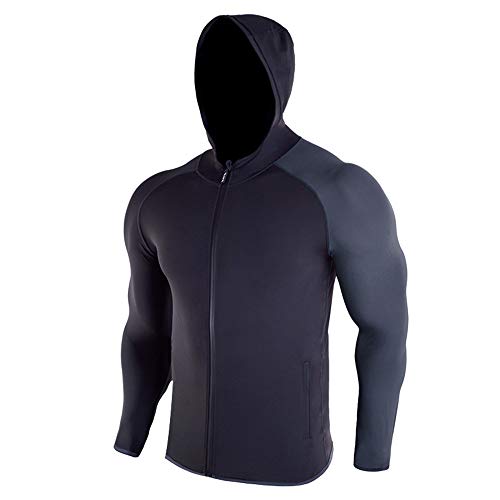 Camisetas de Fitness Compresión Ropa Chaqueta de compresión con capucha y cremallera, manga larga, ajustada y humectante para hombres, Chaqueta de manga larga con compresión para hombres, Capa base de