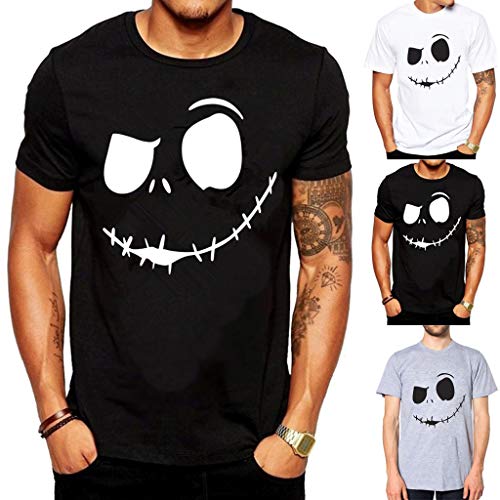 Camisetas Hombre Originales Manga Corta Verano,JiaMeng Camiseta cómoda con Cuello Redondo y Cuello Redondo de New Evil Smile de la Impresión de la Moda Camisetas