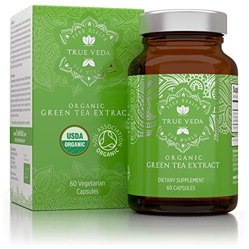 Cápsulas de Extracto de Té Verde - Con Certificación Ecológica | 100% Natural a Base de Plantas | Estimulante Bajo en Cafeína Natural | EGCG que estimula el Metabolismo | Vegano | 60 Cápsulas