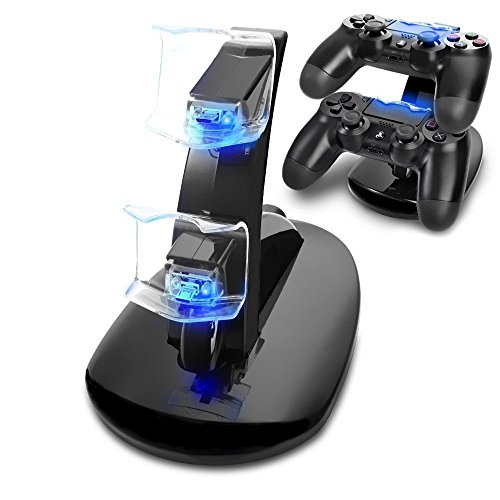 Cargador Mando PS4, Tihokile Dual USB Cargador para Playstation 4 PS4 Pro PS4 Slim Dock Stand con Indicador LED