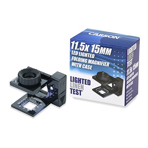 Carson LinenTest Lupa Cuentahílos Enfocable con Luz LED y Lente de 15mm con Aumento de 11.5x