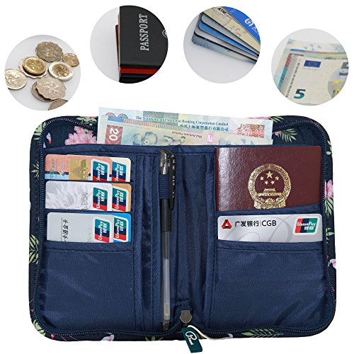 Cartera de Viaje para Documentos Porta de Pasaporte Tuscall Portadocumentos de Viaje Unisex con Bolsillos de Cremallera para Tarjetas de Crédito Identificaciones Monedas Billetes de Viaje (Print #2)