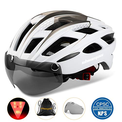 Casco bicicleta/Casco Bicic con luz,Certificado CE, casco bicicleta adulto con Visera Magnética Desmontable Gafas de Protección Super Light Casco Integral de Bicicleta Skateboarding Ski & Snowboard