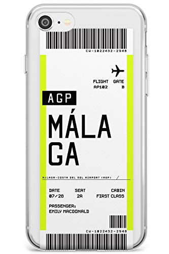 Case Warehouse Boarding Pass Personalizada de entradas: Málaga Slim Funda para iPhone 7 Plus TPU Protector Ligero Phone Protectora con Personalizado Viajero Pasión