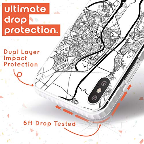 Case Warehouse Mapa de Sevilla, España Impact Funda para iPhone XS TPU Protector Ligero Phone Protectora con Viaje Pasión De Viajar Europa Ciudad Calles