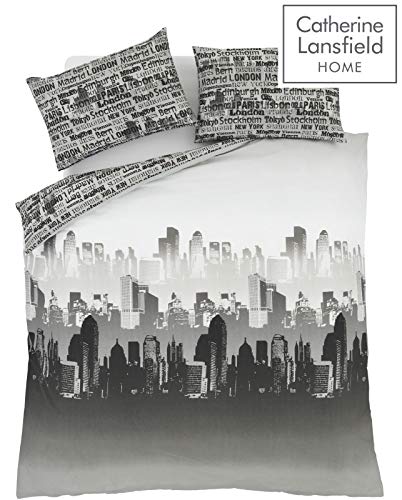 Catherine Lansfield City Scape - Funda nórdica y 2 Fundas de Almohada (230 x 220 cm y 50 x 75 cm), diseño de Ciudad, Multicolor