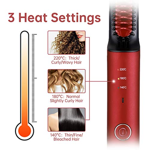 Cepillo Alisador de Pelo Plancha de Pelo Ionico Cerámico Eléctrico 3 en 1 Profesional Portátil para Alisar El Cabello Rápido con Iones Negativos Generador y 3 Temperatura Ajustable para Mujer y Hombre