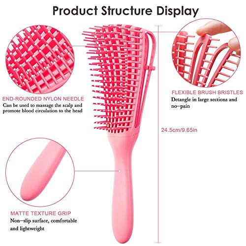 Cepillo Desenredante, Detangling Brush, Detangling Brush Curly Hair, Peine Para Desenredar el Ccabello Para Afro America Textured 3a a 4c Kinky Wavy Para Cabello Rizado Húmedo/Seco/Largo y Grueso