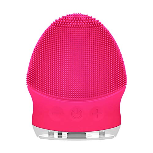 cepillo facial LGFSG  Cepillo de limpieza facial sónico eléctrico Impermeable Mini limpiador facial de silicona Masaje USB recargable, rosa