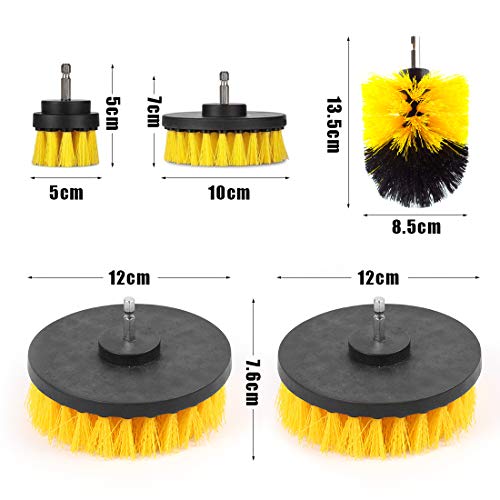 Cepillo Taladro Eléctrico, 5 Pieces Cepillo de Taladro Multifuncional Drill Brush Kit, Accesorios de Limpieza Brocha para Automóvil, Alfombra, Baño, Piso, Azulejo