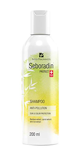 Champú Seboradin Protect Anti Pollutions, desintoxicación capilar, protección solar y del color con extractos de bambú, zanahoria y arroz, 200 ml