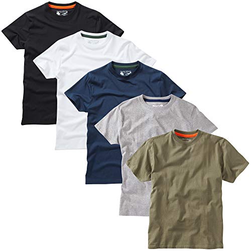 Charles Wilson 5er Packung Einfarbige T-Shirts mit Rundhalsausschnitt (Small, Mixed Essentials Type 23)