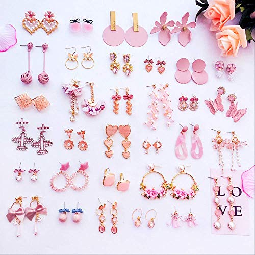 Chica coreana simple Pendientes rosados ​​del corazón lindo Princesa Arco Pendientes de gota Venta al por mayor para las mujeres Accesorios de joyería de moda   4