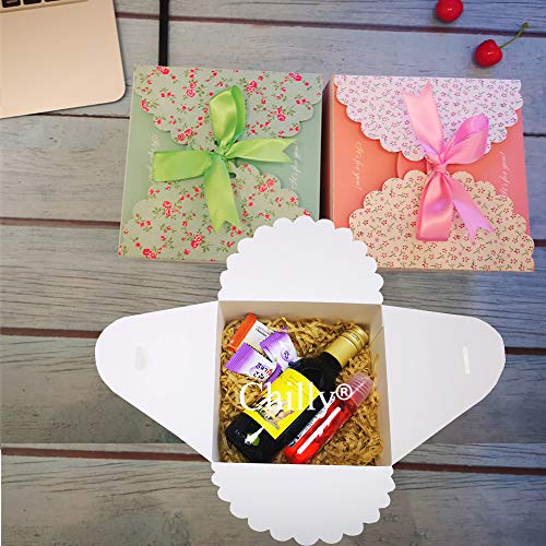 Chilly Cajas de regalo, Set de 12 cajas decorativas, pastel, galletas, golosinas, caramelos, baño bombas ducha jabones regalos para Navidad, fiesta, vacaciones, bodas (flor)