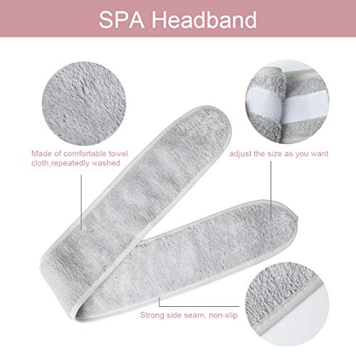 Cinta Pelo Maquillaje, 3 Piezas Diadema Toalla, Ajustable Diadema Para Maquillaje con Cinta Mágica, Diadema de Maquillaje Para Maquillaje,Bañarse,Yoga Deportes (gris,Rosado,Caqui)