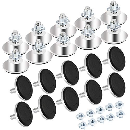 CODIRATO 20 PCS Niveladores de Muebles con Tuercas, Pie Nivelador para Mueble M8 x 20mm Deslizadores de Nivelación para Guardarropa, Mesa, Sofá