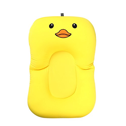 Cojín de baño para bebé UNAOIWN, asiento de cojín antideslizante para baño de recién nacido, almohadilla para bañera de baño flotante para bebés Cojín de esponja para baby shower (Amarillo, pato)