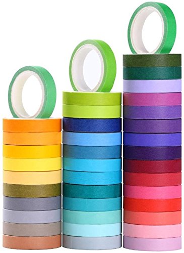 Colección de 40 rollos de cinta washi, cintas adhesivas decorativas para manualidades, para niños y para envolver regalos