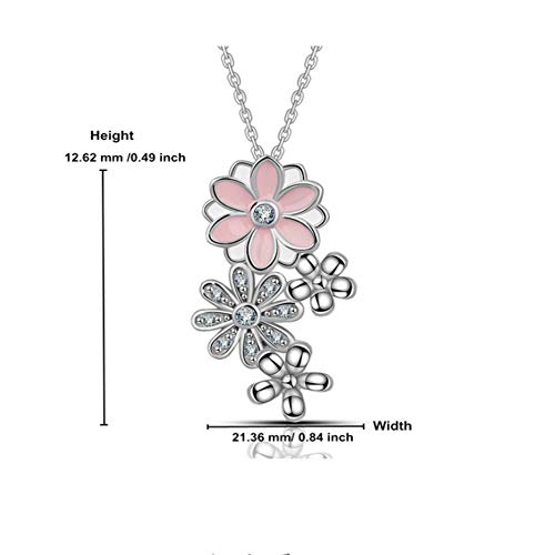 Colgante de plata de ley S925 con diseño de gotas de aceite y flor, con circonita cúbica, cadena de clavícula de 45 cm, romántica para el día de San Valentín, boda, regalo de cumpleaños