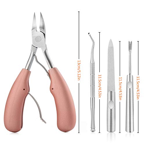 Comius Sharp 4 Piezas Manicura Cortaúñas Kit Profesional, Alicates Cortaúñas de Acero Inoxidable, Pinza de Cutícula, Cutícula Empujador, para Uñas Gruesas y Duras, Paroniquia, Hongos en Las Uñas