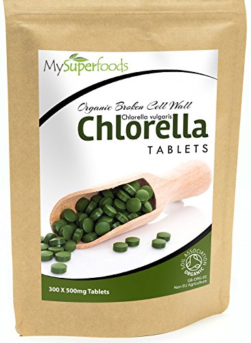 Comprimidos De Clorela De Pared Celular Rota Orgánica, (300 x 500mg), MySuperFoods, Increíble alto contenido de Clorofila, Repleto de nutrientes, certificado como producto orgánico