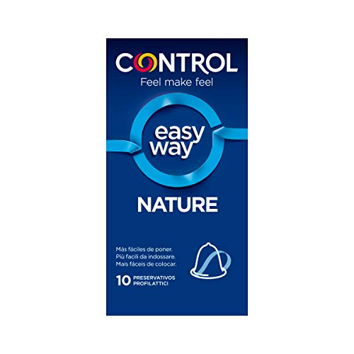 Control Preservativos Easy Way Nature - Caja de condones de fácil de poner, gama placer natural, lubricados, sexo seguro, 10 unidades