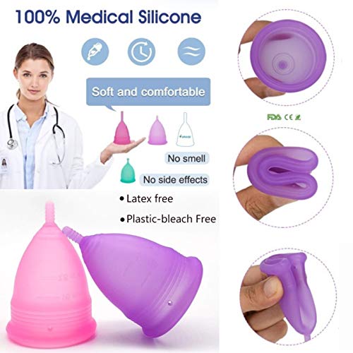 Copa Menstrual Furuize Basic con Taza de Esterilización. Silicona suave de grado médico 100%. Previene infecciones y fortalece el suelo pélvico. Alternativa saludable, económica y ecológica (Talla L)