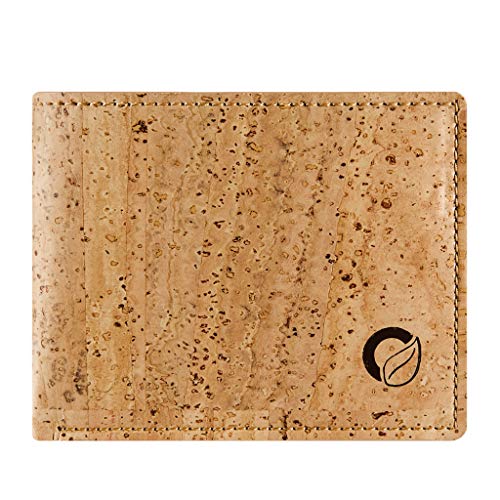 Corkor Cartera de Corcho Vegana Hombre Tarjeta de Credito Regalo Vegan Marrón Claro