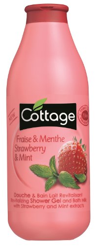 Cottage Revitalizante crema textura gel de ducha y baño leche con fresas y extractos de menta – paquete de 2