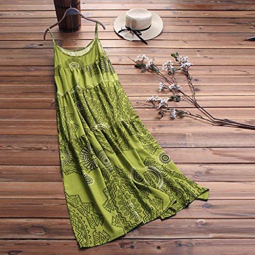 COZOCO Mujer Verano De Playa Vestido De Verano Vestido Verano Mujer Camiseta AlgodóN Casual Tallas Grandes Vestido De Tallas Grandes De Playa(Verde,EU-48/CN-5XL)