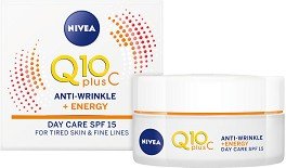 Crema de día con vitamina C para piel cansada y opaca Nivea Q10 Plus C antiarrugas con Energy SPF 15