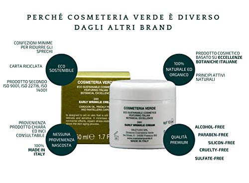 Crema Facial “primeras Arrugas” 24 H Cosmeteria Verde - Crema 24 horas, estudiada para actuar sobre las pieles aún jovenes, pero delicadas y sensibles.