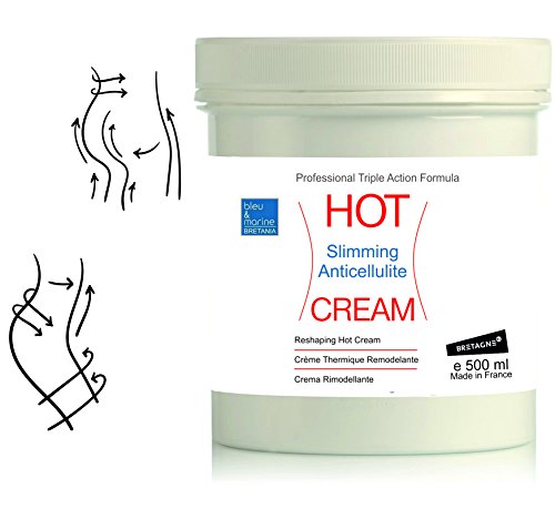 CREMA HOT Anti Celulitis Adelgazante 500 ml ● CREMA TÉRMICA con Algas, Café y Canela ● Efecto Calor Drenante y Quema Grasa ● Reductor para Abdominales Hombres ● Moldear la Silueta Mujeres ● Deporte