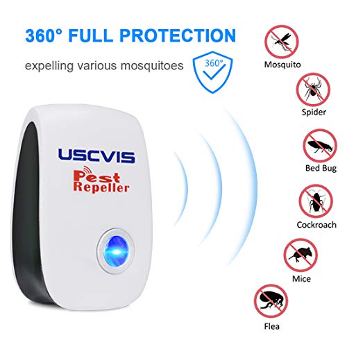 DANGZW Repelente Ultrasonico, Electrónico Repelente Mosquitos Insectos para Interiores Anti Cucarachas, Moscas, Mosquitos, Ratones, Arañas,100% Inofensivo para Mascotas y Humanos (Negro-Blanco)