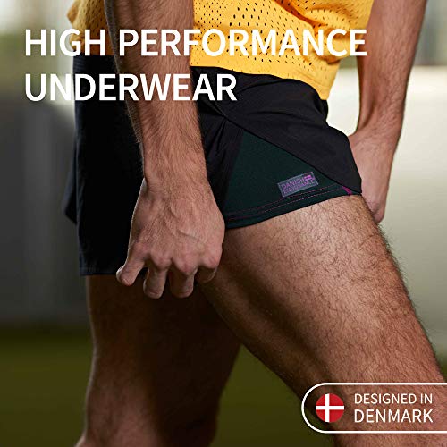 DANISH ENDURANCE Calzoncillos Bóxer de Deporte Pack de 3 (Multicolor: 1 x Negro, 1 x Verde/púrpura, 1 x Negro/Rojo, Large)