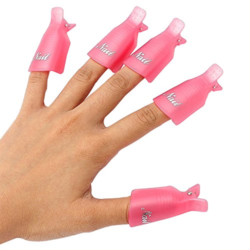 Da.Wa 10×Wearable Plástico Acrílico del Arte del Clavo Polaco UV del Gel Removedor Wrap Cap Clip Cleaner(Rosa)