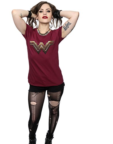 DC Comics mujer Wonder Woman Logo Camiseta Small borgoña