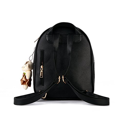 DEERWORD Para mujer Bolsos mochila Bolsos bandolera Carteras de mano Mochila escolar Bolsa para portátil Cuero Fekete