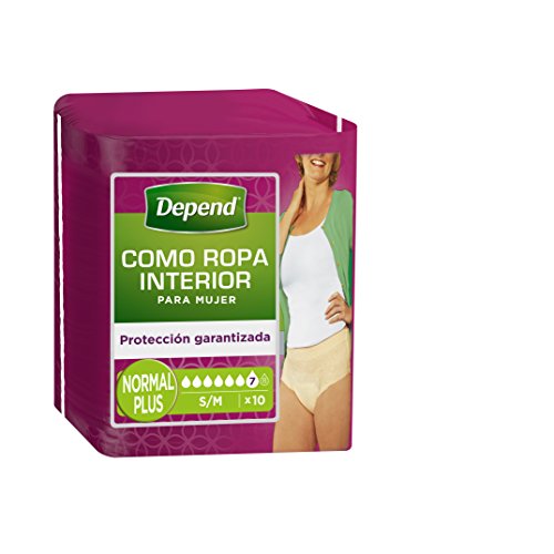 Depend Braguitas Absorbentes para Pérdidas de Orina, Absorción Normal, Talla S-M - 10 unidades