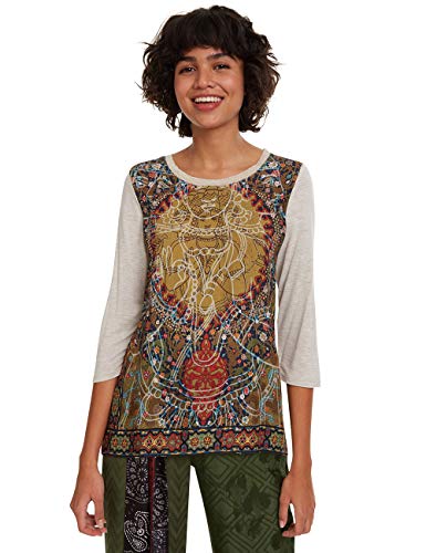 Desigual Rahjan Camiseta, Blanco (Arena Vigore 1018), XS para Mujer