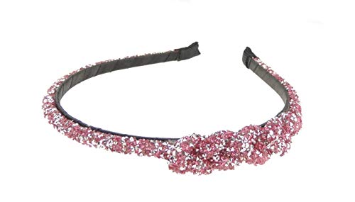 Diadema extra brillante Glamour Girlz para mujer, con cristales de estrás incrustados, estrecha, banda de Alice (rosa plateada)